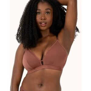 Lively Busty Bralette -Umber Brown W/Gold Detail Wireless Bra Size 3 36DDD-40DD
